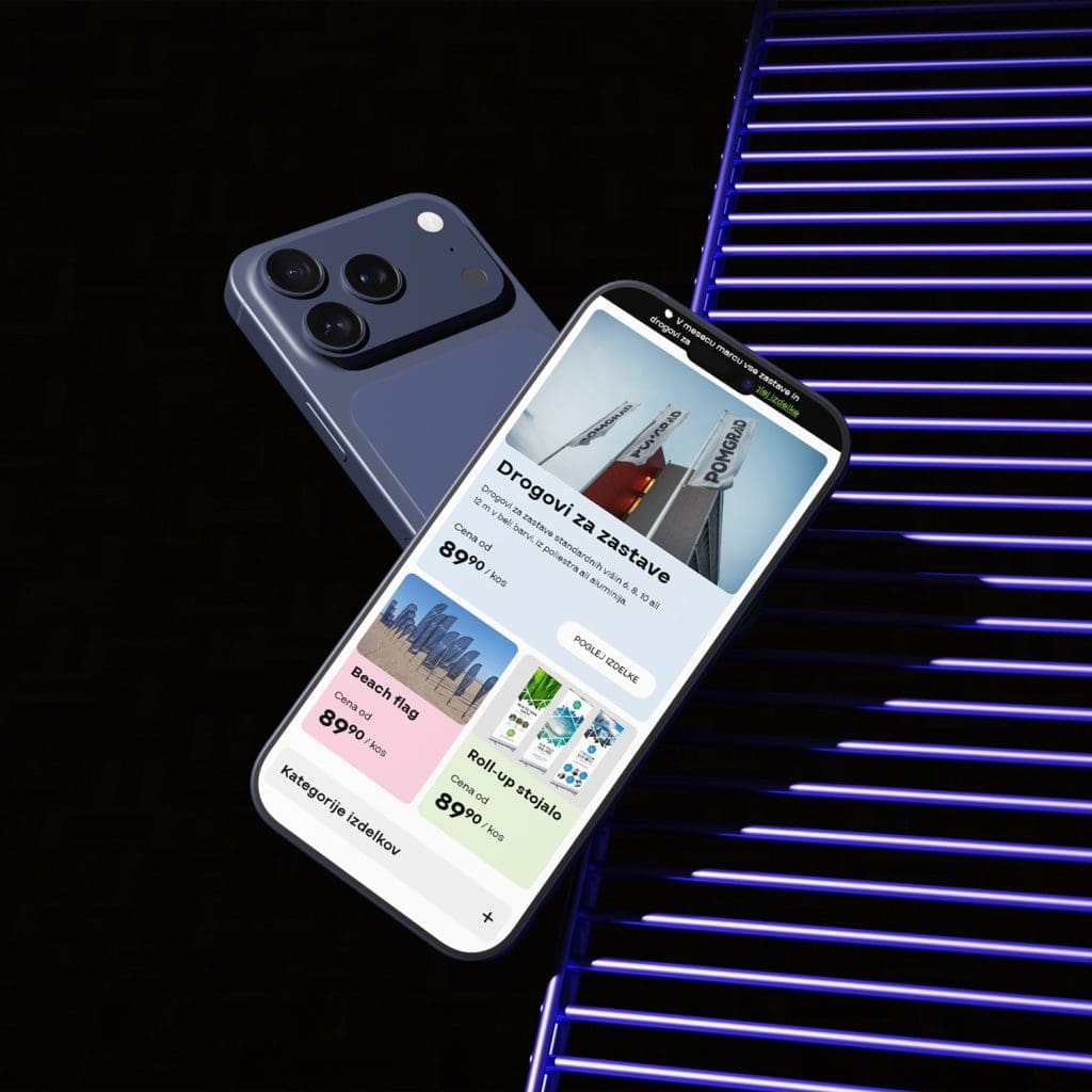 NEONART spletna stran prikazana na telefonu