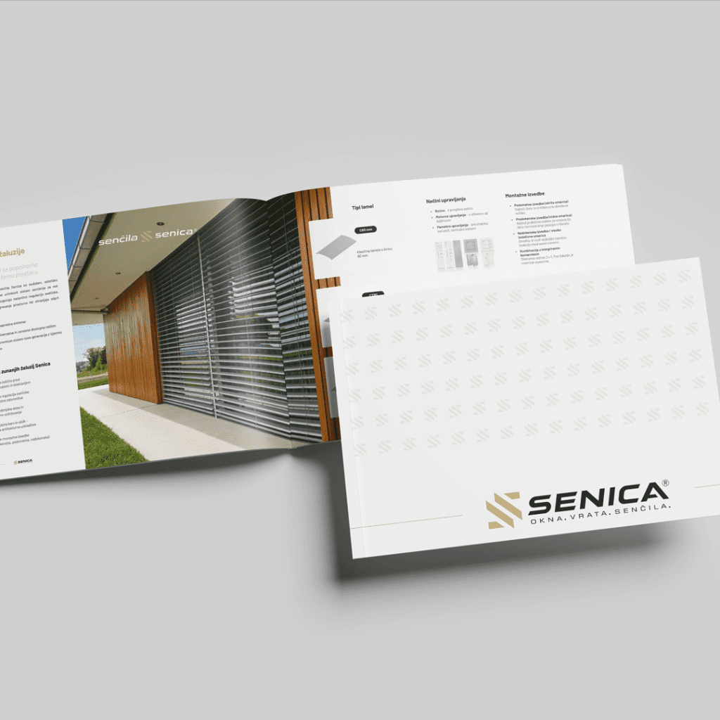 Senčila Senica katalog in tiskovine z logotipom